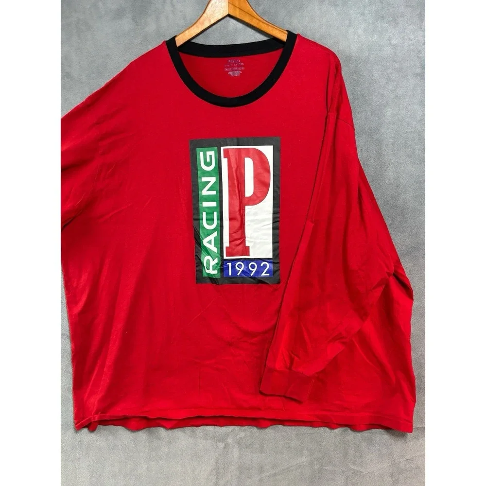 Polo Ralph Lauren men's P racing 1992 shirt size 4XB Plus Size Red Long Sleeve